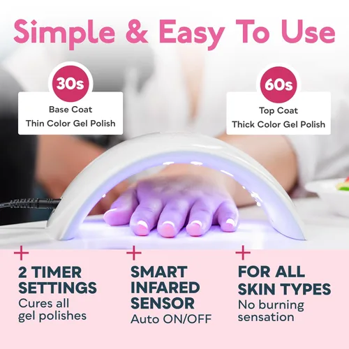 Vista 2 de SUNUV Lámpara de uñas LED UV, guantes de luz UV para uñas de gel, guantes sin dedos con protección UV, secador de uñas para lámpara de curado