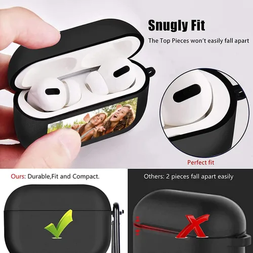Vista 3 de Funda personalizada compatible con AirPods Pro con llavero, personaliza tu foto, texto, nombre para hombres y mujeres