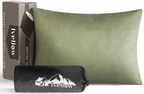 Vista 13 de Ivellow Almohada de viaje de espuma viscoelástica comprimible para dormir, almohada de espuma viscoelástica triturada, almohada pequeña de apoyo