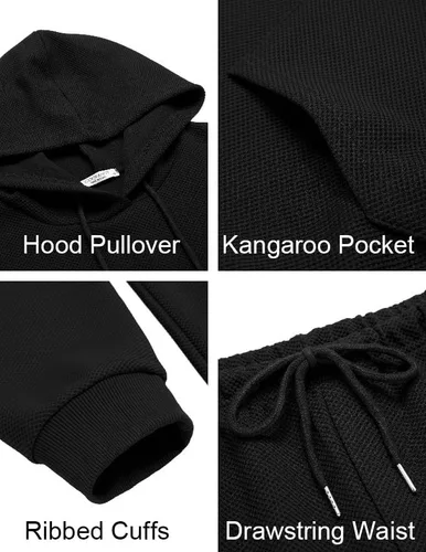 Vista 5 de COOFANDY Men's Tracksuits 2 Pieces Waffle Hoodies Sweatsuit Sets Sports Jogging Suit Set