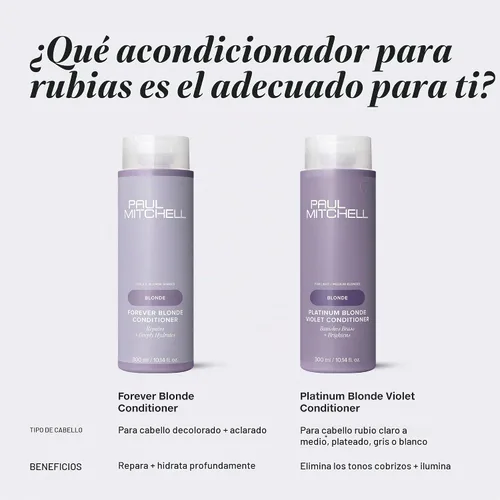 Vista 7 de Paul Mitchell Platinum Blonde Violet Conditioner, Banishes Brass + Brightens, Ideal for Light to Medium Blonde, Silver, Gray or White Hair
