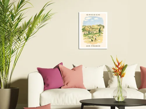Vista 3 de Greece - Acropolis of Athens - France - Vintage Airline Travel Poster by Georges Beuville c.1958 - Fine Art Rolled Canvas Print 11in x 14in