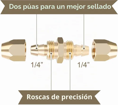 Vista 2 de Hromee 4 piezas de accesorios reutilizables de latón macizo para manguera de poliuretano PU de identificación de 1/4 pulgadas, accesorios