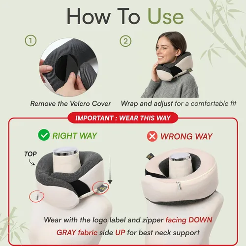 Vista 5 de Almohada de viaje para el cuello para aviones, almohada de viaje de espuma viscoelástica de 360° para vuelos largos, espuma viscoelástica de carbón