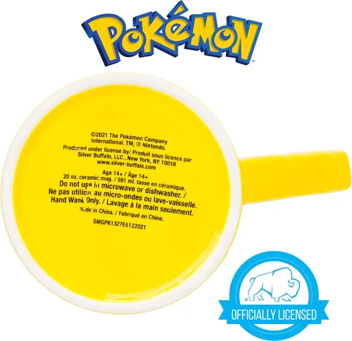 Vista 4 de Silver Buffalo Taza de cerámica con asa esculpida en 3D de Pokémon Pikachu con rayo, 20 onzas (591 ml)