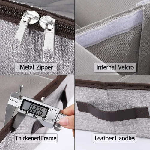 Vista 4 de HOONEX Organizador de almacenamiento de zapatos debajo de la cama con separadores ajustables, soporte para zapatos con asas de cuero, 1 paquete
