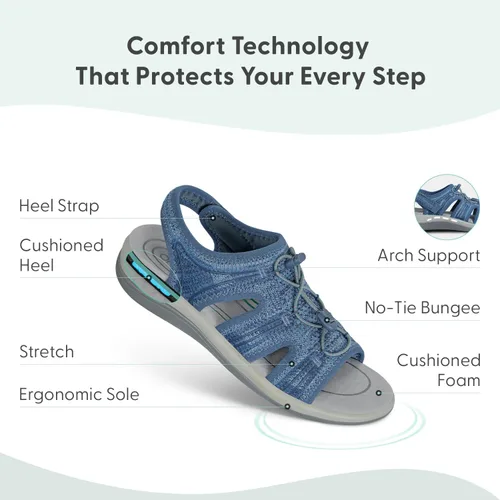 Vista 3 de Orthofeet Sandalias ortopédicas elásticas Maui para mujer