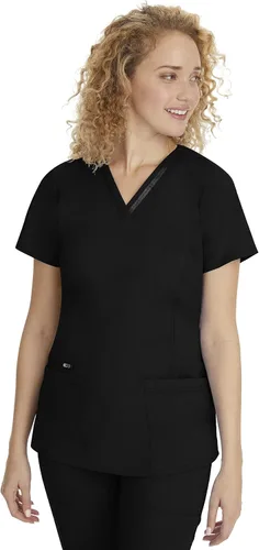 Vista 8 de Healing Hands Camiseta médica para mujer con 3 bolsillos y fácil cuidado, tela elástica de 2 vías 2278 Negro