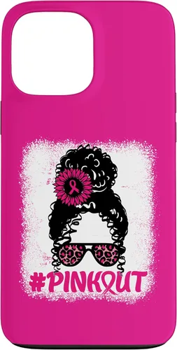 Vista 24 de iPhone 16 desordenado moño desgastado cinta rosa rosa hacia fuera caso cáncer de mama