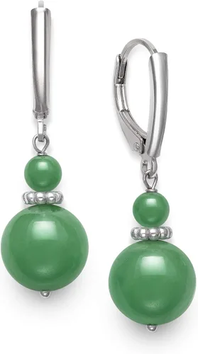 Vista 2 de Pendientes colgantes de plata de ley con palanca de jade verde natural