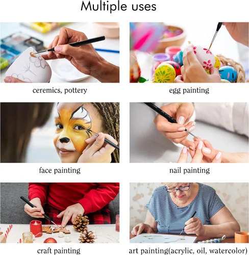 Vista 7 de ARTIFY - Juego de pinceles de pintura en miniatura: 14 piezas, redondos, pequeños detalles, pinceles de pintura pequeños para pintura en miniatura