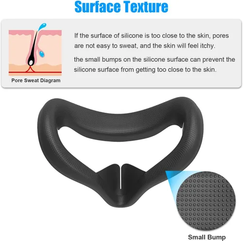 Vista 4 de AMVR - Funda facial para Quest 2, máscara facial de silicona a prueba de sudor y cojín facial para auriculares Quest 2 VR, lavable, ligera