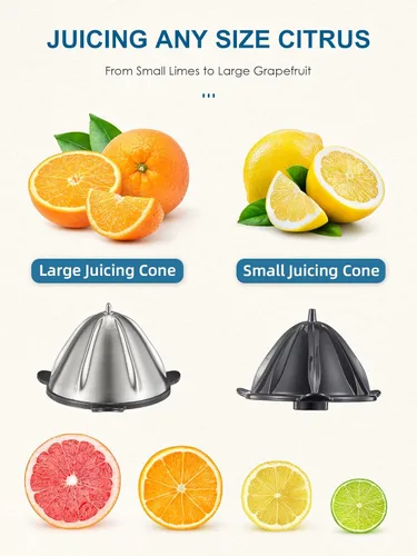 Vista 7 de QCen 800W Juicer Machine Metallic Black y Electric Citrus Juicer Exprimidor Paquete