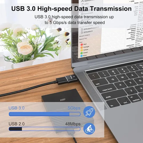 Vista 2 de ENVEL Adaptador USB a USB C, paquete de 2 unidades USB3 de transferencia de datos de alta velocidad de 10 Gbps, convertidor OTG Thunderbolt3 4