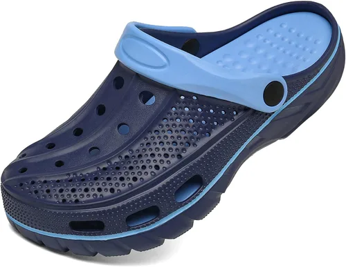 Vista 16 de ChayChax Zuecos con soporte de arco para hombre y mujer, zapatos de jardín, pantuflas antideslizantes para exteriores y playa con plantilla