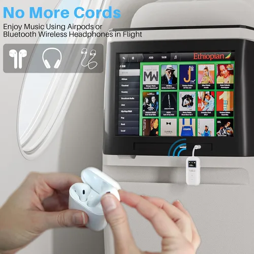 Vista 2 de 1Mii SafeFly Dual Adaptador Bluetooth 5.3 Transmisor Bluetooth con pantalla para auriculares inalámbricos, transmisor de audio inalámbrico Uso
