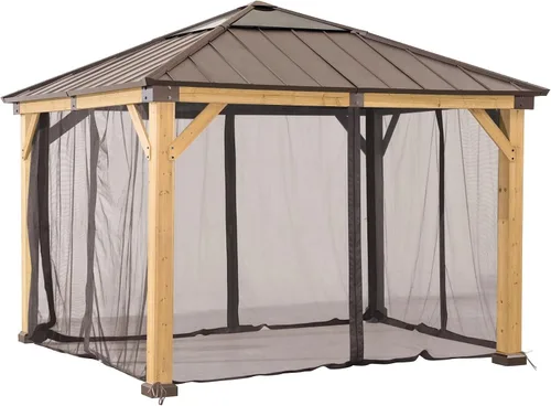 Vista 13 de SUNJOY Paneles de mosquitera de repuesto, resistentes al agua, 4 paneles para glorieta Sunjoy de 9 x 9 pies, protección de patio y patio