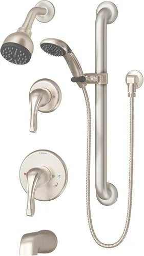 Vista 5 de Symmons 9606-PLR-1.5-TRM Origins - Bañera de 2 manijas y 1 regadera con 1 rociador de ducha de mano en cromo pulido (válvulas no incluidas)