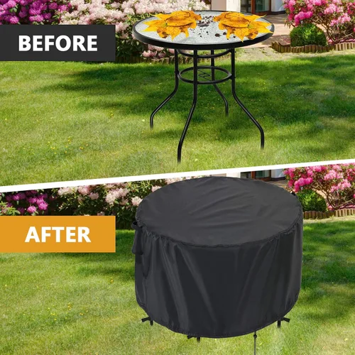 Vista 4 de Kingling Fundas impermeables para muebles de patio, fundas redondas para mesa de patio de 42 pulgadas, resistentes al aire libre, para comedor