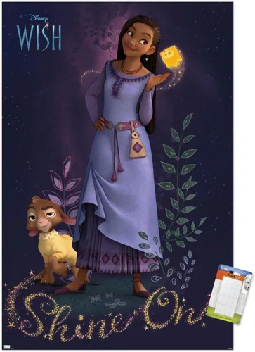 Vista 10 de Trends International Disney Wish - Póster de pared Asha, 22.4 pulgadas de largo x 14.7 pulgadas, versión enmarcada en madera de granero