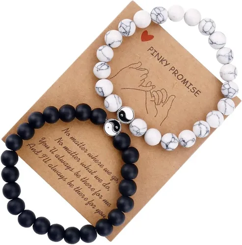 Vista 9 de Pulseras para parejas de mejores amigas, pulseras para 2 personas a juego con Yin Yang para él y ella, joyería para mejor amiga, amistad, relación