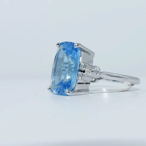 Vista 6 de Anillos apilables para mujer y niña, topacio azul de diamante, 0.394 x 0.551in