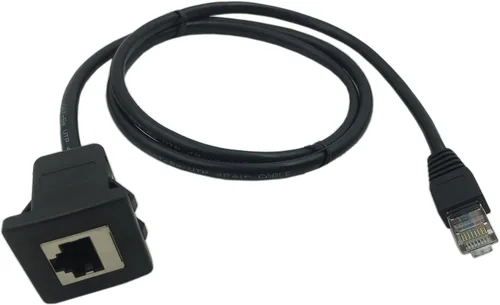 Vista 2 de CERRXIAN Cable de montaje en panel RJ45 macho a hembra LAN Ethernet Cat 5e (Negro)(3.3 ft)