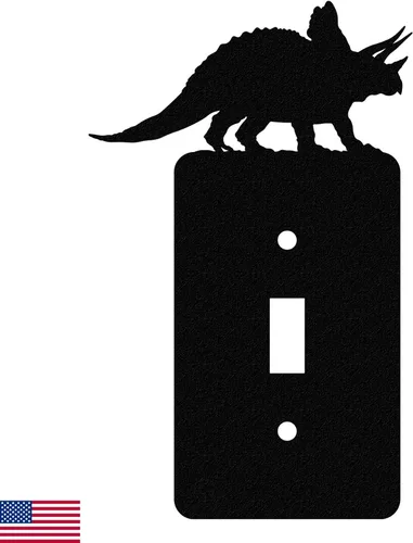 Vista 27 de Brachiosaurus Dinosaur - Placa de pared dúplex individual (potencia única, negro) American Steel Decorative Electrical Covers, 1-gang Outlet