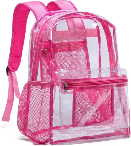 Vista 10 de Vorspack Mochila transparente para escuela, bolsa transparente resistente Negro