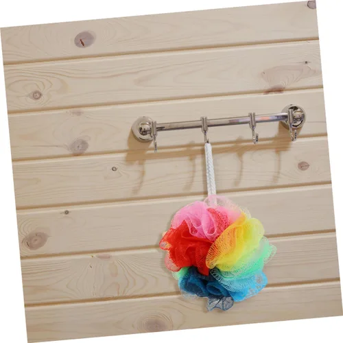 Vista 2 de FOMIYES Esponja de ducha para ducha, esponja de baño, esponja de esponja de baño, bolas de malla de color arcoíris, almohadillas de esponja