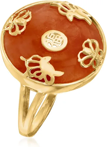 Vista 3 de Ross-Simons Anillo de mariposa de la buena fortuna en oro de 18 quilates sobre plata esterlina