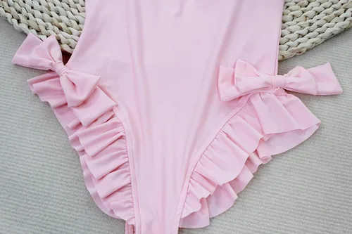 Vista 5 de Lindo traje de baño de una pieza para adolescentes y niñas, vintage, con volantes, cintura alta, trajes de baño kawaii, gato, anime, cosplay