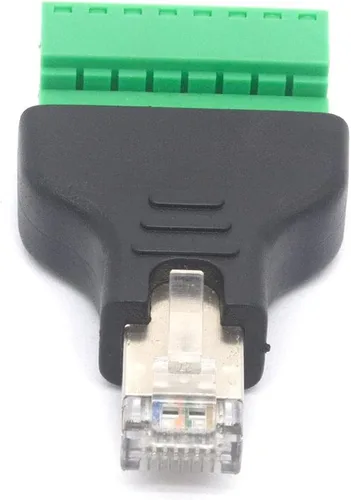Vista 7 de Adaptador de terminal de tornillo macho RJ45, RJ45 macho a tornillo de 8 pines, conector hembra Cat7 6 5 5e Extensor de enchufe de red Ethernet CCTV