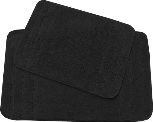Vista 8 de All American Collection Juego de 2 alfombrillas de baño rectangulares antideslizantes de felpa lanuda absorbente de agua para baño y bañera de Beige