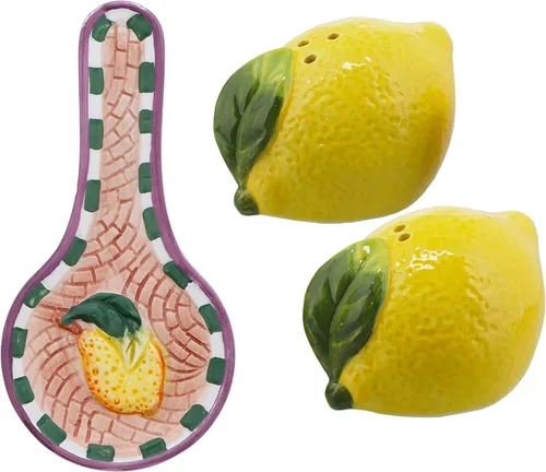 Vista 7 de Juego de 3 cucharas de cerámica para decoración de cocina de limón