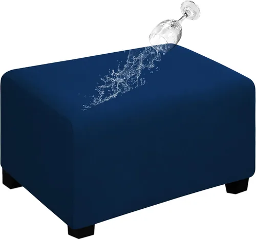 Vista 13 de Easy-Going Funda para Otomán Elástica 100% Doble Impermeable Rectangular Plegable Taburete de Almacenamiento Protector de Muebles Funda Suave
