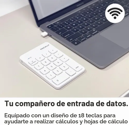 Vista 2 de Macally Teclado numérico inalámbrico USB C Teclado numérico para Mac MacBook iMac Inalámbrico de 10 teclas para computadora portátil
