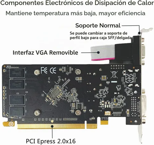 Vista 3 de QTHREE Tarjeta gráfica Radeon HD 5450, 2GB, GDDR3,64 bits, DVI, HDMI, VGA