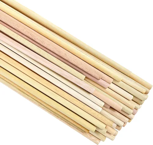 Vista 9 de Varillas de madera redondas de 1/4 x 17.5 pulgadas, sin terminar, para bricolaje, piruletas, soporte para pasteles, 100
