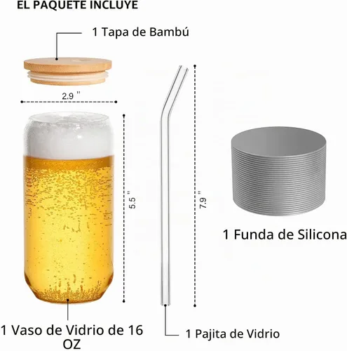 Vista 2 de BEWAVE Vaso para beber, vasos con forma de lata de 16 onzas, vasos de café helado, vaso de cerveza, para whisky, refrescos, té, jugo, regalo