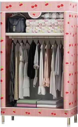 Vista 11 de large closets Wardrobe Closet with Pattern Cloth Cover Wardrobe Closet Steel Rack Closet for Clothes Saves Space Portable Storage Closet Space-saving