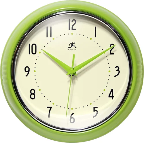 Vista 36 de Infinity Instruments Reloj de pared retro, reloj cuadrado de 9 pulgadas, silencioso sin tictac, moderno de mediados de siglo, reloj de cocina, reloj