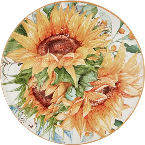 Vista 2 de Certified International Sunflower Fields - Juego de 4 platos de ensalada/postre de 9 pulgadas, multicolor, medianos, juego de 4