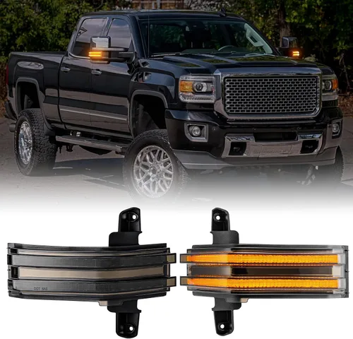 Vista 15 de Luz intermitente LED para espejo lateral compatible con Expedition Navigator 2003 2004 2005 2006, señales de giro secuenciales dinámicas ámbar, kit