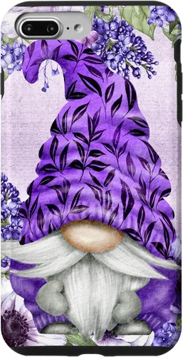Vista 12 de Funda estética para iPhone 16 con diseño de anémonas de gnomo morado y lavanda