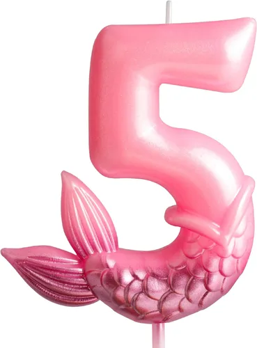 Vista 8 de Velas de cumpleaños con números 7, decoraciones de cumpleaños de sirena, velas de feliz 7 cumpleaños para pasteles, velas de pastel de cumpleaños