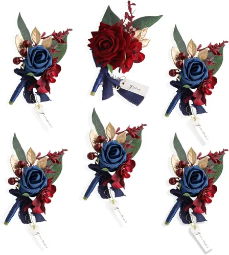 Vista 14 de Lookein Juego de 2 Boutonniere de Boda para Hombre Flores Artificiales Boutonniere de Boda para Novio y Padrinos para Ceremonia de Boda Aniversario