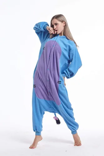 Vista 3 de Donkey Animal - Pijama unisex de una pieza para adultos disfraz de cosplay para hombres y mujeres talla XL Burro azul