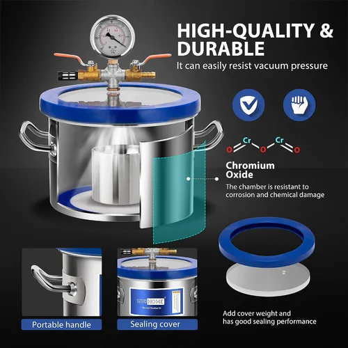 Vista 4 de VIVOHOME Bomba de cámara de vacío de 1,5 galones con peso de carga refrigerante electrónico digital de alta precisión