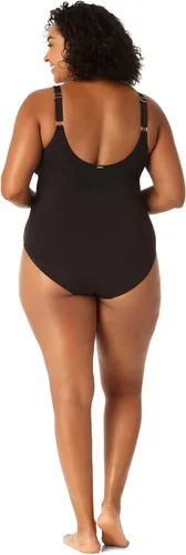 Vista 2 de Anne Cole Plus Size Plunge Mesh Insert One-Piece
